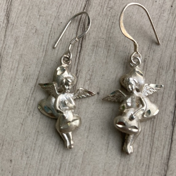 Sterling angel with hearts earrings - Picture 2 of 8
